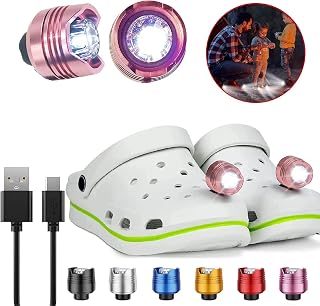 Headlights for Croc 2pcs, Flashlights Attachment for Croc, Light Up Charms Accessories for Kids Adults Men Women, Clip on Clog Headlights for Crock Shoe, IPX5 Waterproof for Walking Camping Hiking Fishing Cycling Running