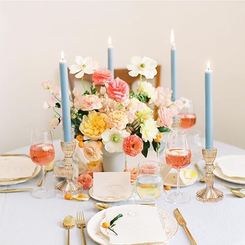 Miniatura 4 de Juego de 6 candelabros de cristal dorado transparente para decoración de bodas, fiestas de cumpleaños