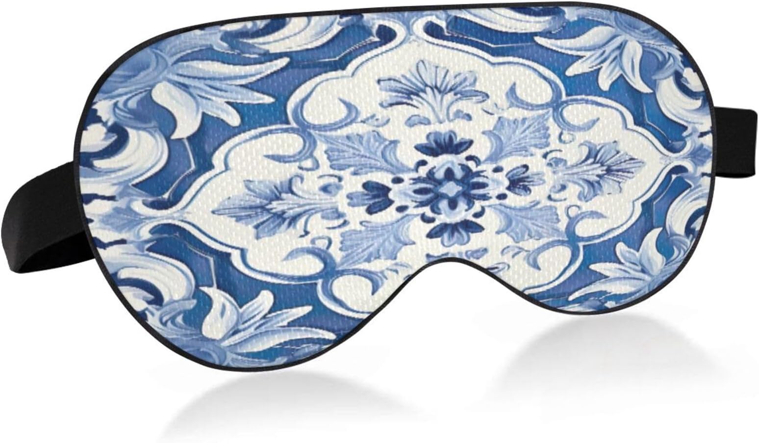 Sleep Mask Blue White Tiled Pattern Night Eye Shade Cover Soft Comfort Blindfold Blockout Light Adjustable Strap for Men Women