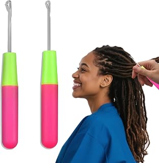 Tzwhwcx Latch Hook, 2 Pack (5mm & 7mm) Crochet Hooks for Hair, Stainless Steel Hair Hook Tool with Anti-Slip Tongue - for Braiding/DIY/Rug Repair/Hair Extensions
