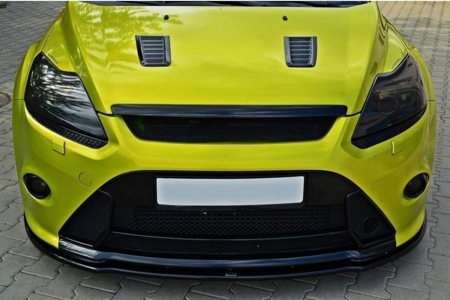 GSRECY Universal Hood Vent Scoop Kit Air Flow Intake Louvers Hood Trim Cover Compatible with Focus RS ST MK2 Style (Carbon Fiber Look)