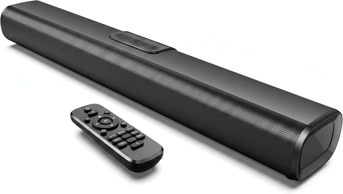 OFFSIR 80W 23.6" Sound Bar for Smart TV with HDMI ARC & Bluetooth 5.0 | Opt/AUX/USB inputs, DSP 3 EQ, adjustable bass/treble. Wall mountable.For TV, PC, gaming, projector