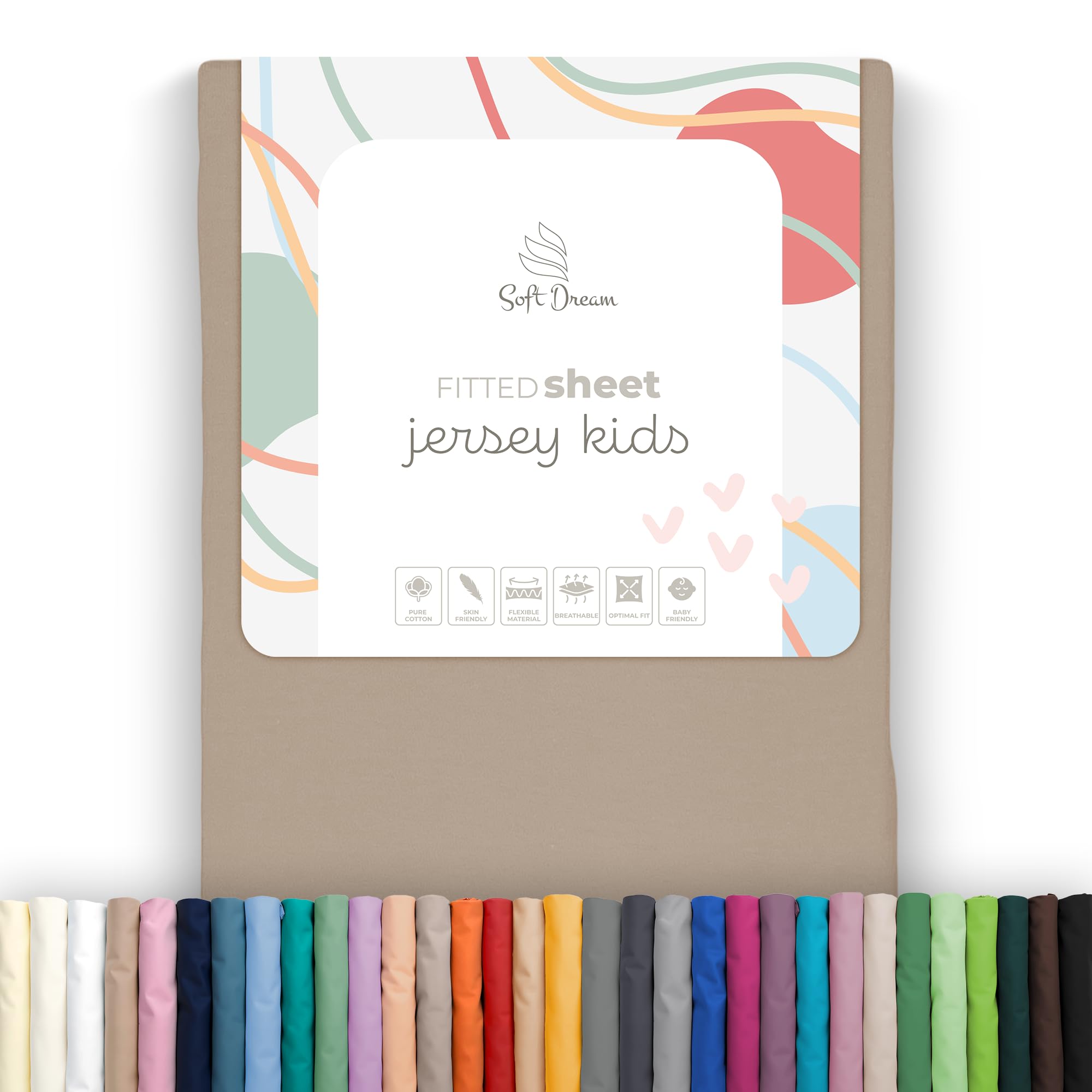Soft Dream Fitted Sheet 90 x 160 cm Cappuccino - 100% Combed Cotton Jersey - Premium Quality - Fitted Sheet for Cot Junior Bed - OekoTex Certified - Made in EU - 90 x 160 cm Cappuccino