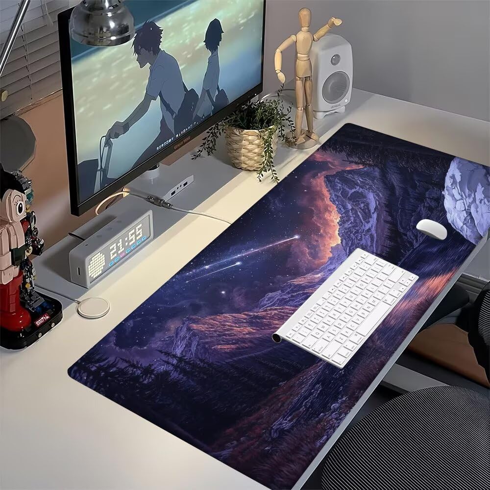 Viola Tappetino Mouse XXL 1000x500x3mm, Gaming Tappetino Mouse Rosa Mousepad con Base in Impermeabile Gomma Antiscivolo per Tastiera, PC, Computer Ufficio Idea Regalo Festa del Papà e Compleanno X-986