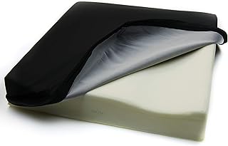 Viscomouss – Cojín postural antiescaras ortopédico de espuma viscoelástica con funda antideslizante y transpirable de poliéster impermeable – Trata las plagas del coxis – 43 x 43 x 7 cm