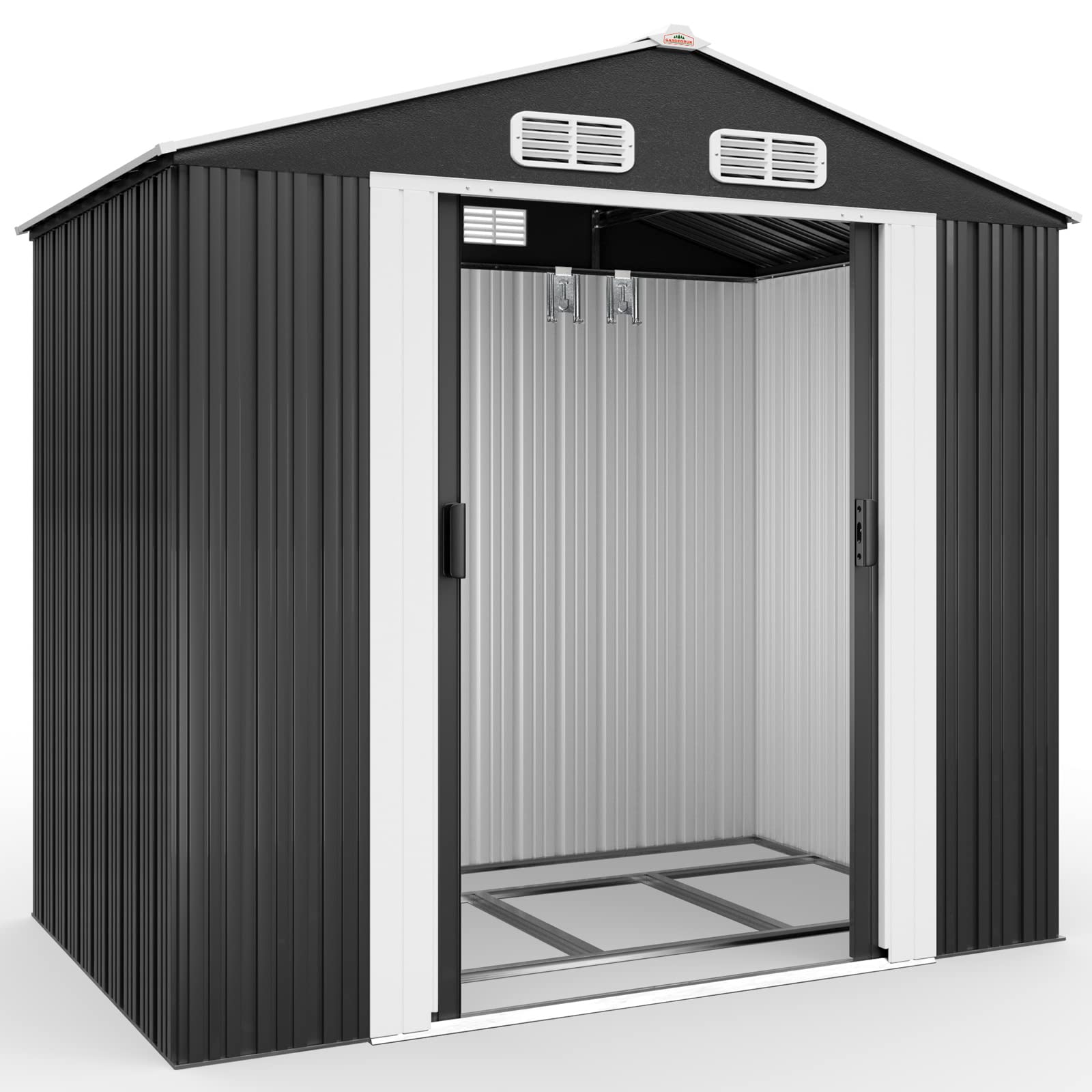 Deuba Gardebruk XL Metal Tool Shed | 3.1 m³ | 6.4ft x 4.3ft | Outdoor Storage Garden Equipment Cabinet Sliding Door Anthracite