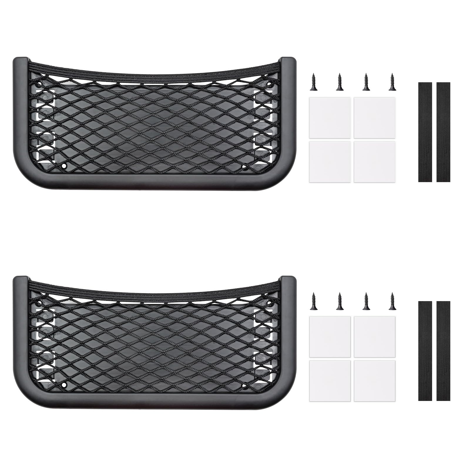 Scettar 2 Stück Auto Aufbewahrungsnetz, 26 x 12 cm Ablagenetz Wohnmobil, Kofferraum Netztasche Zubehör Geeignet für Wohnwagen Camper LKWs, Mit Selbstschneidenden Schrauben, Gummiband, Befestigungsband