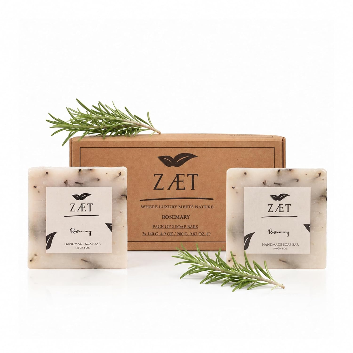2-Pack Rosemary Bar Soap – Made with Non-Toxic Ingredients - Luxury Handmade Soap Bar for Face, Body and Hands - Gently Cleanses and Hydrates All Skin Types- For Men and Women