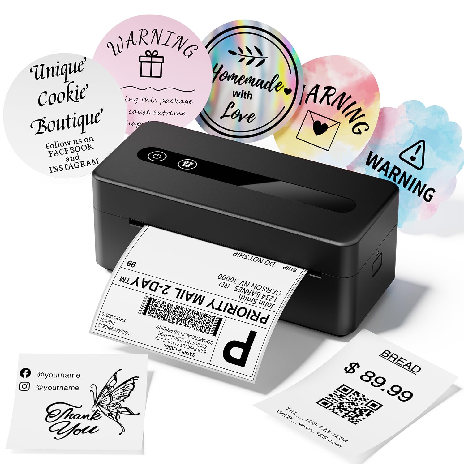 TATTMUSE Thermal Label Printer 4x6, Bluetooth Shipping Label Printer Machine for Parcels and Small Business, Compatible with Amazon, Shopify, Royal Mail, eBay, Support iOS, Android, Windows and Mac