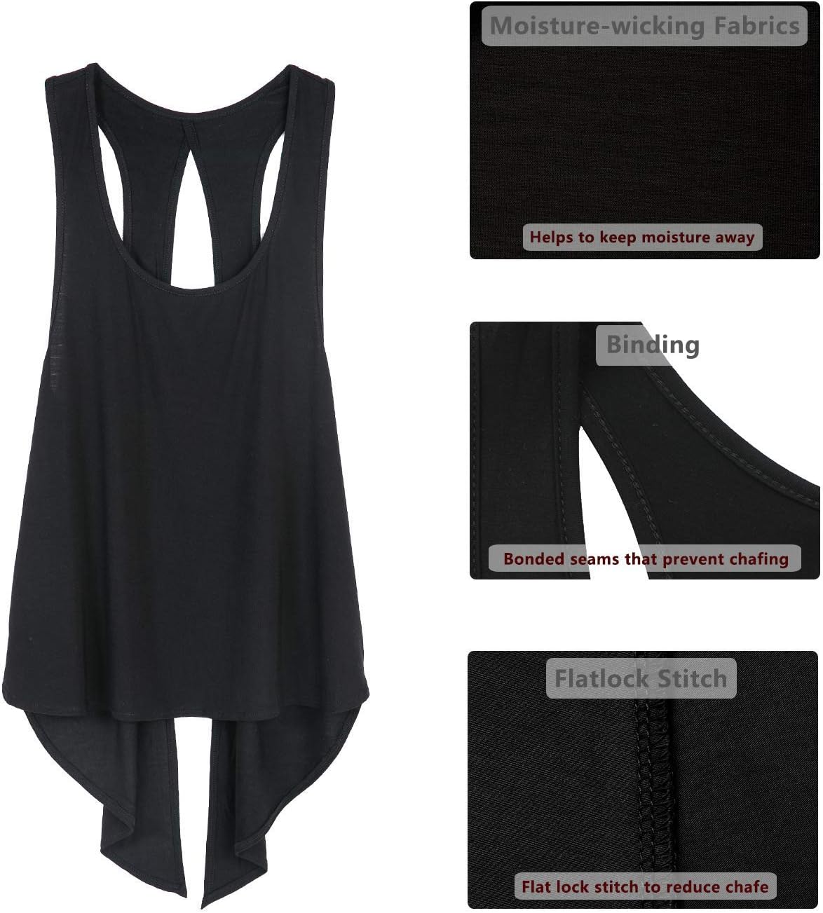 icyzone Tie Back Yoga Tops for Women, Lightweight Workout Athletic Tanks, Breathable Gym Shirts - Image 6