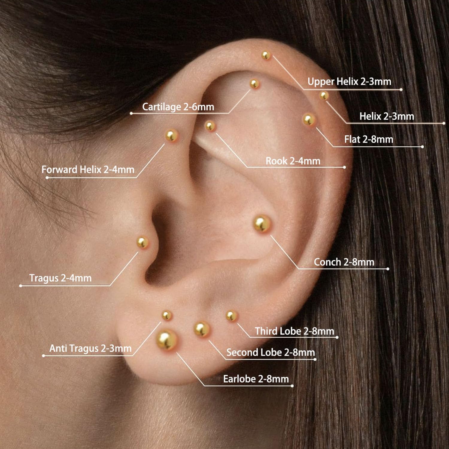 STJARNA 2mm 3mm 4mm Ball Titanium Earrings Flat Back Screw Stud Earrings Hypoallergenic Women Men Jewelry - Image 7