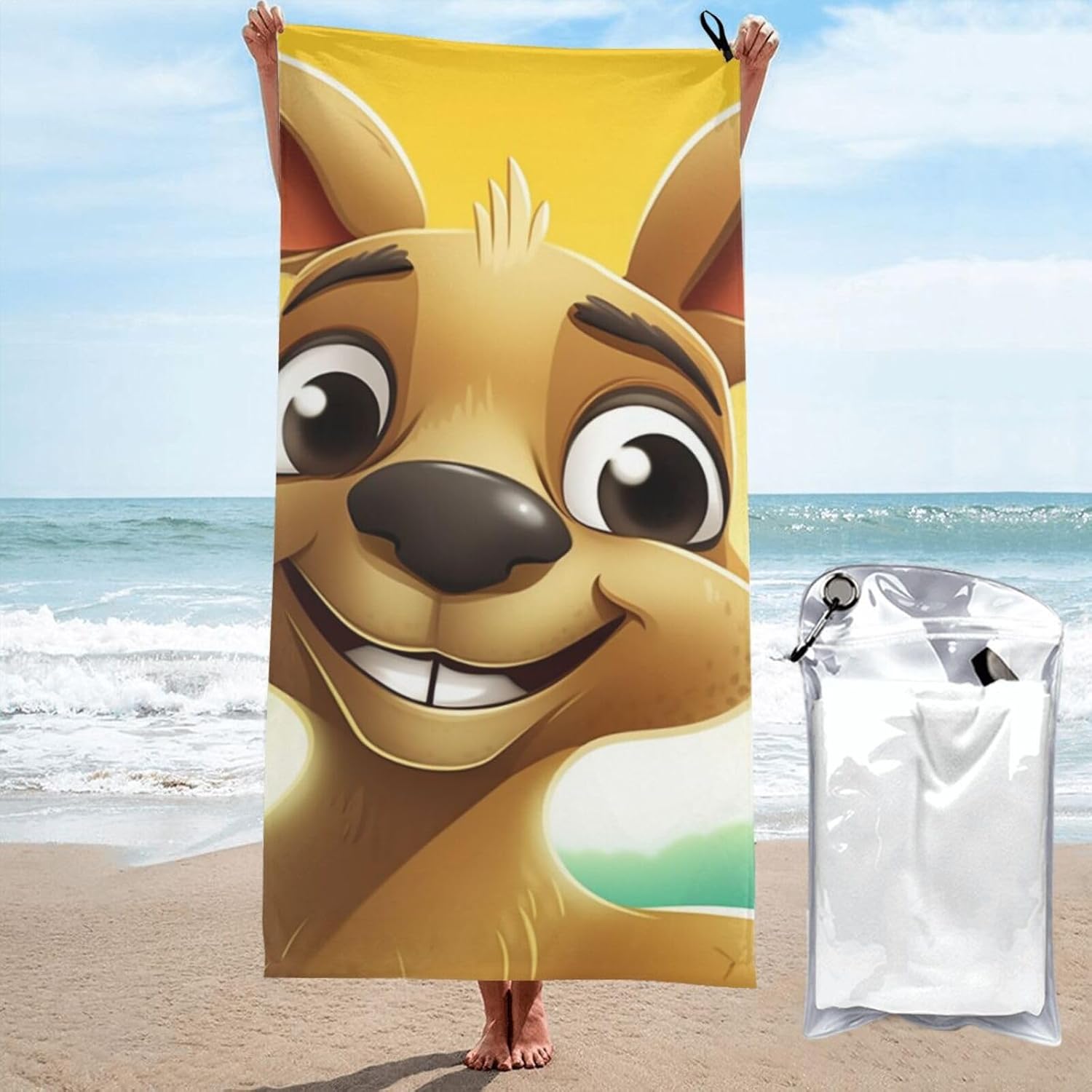 Microfiber Towel Beach Towels Funny for Kangaroo Zoo Quick Dry Towel Soft Lightweight Travel Towels Absorbent Large Easy Pack Travel Things Beach Blanket for Gym Sports Swimming