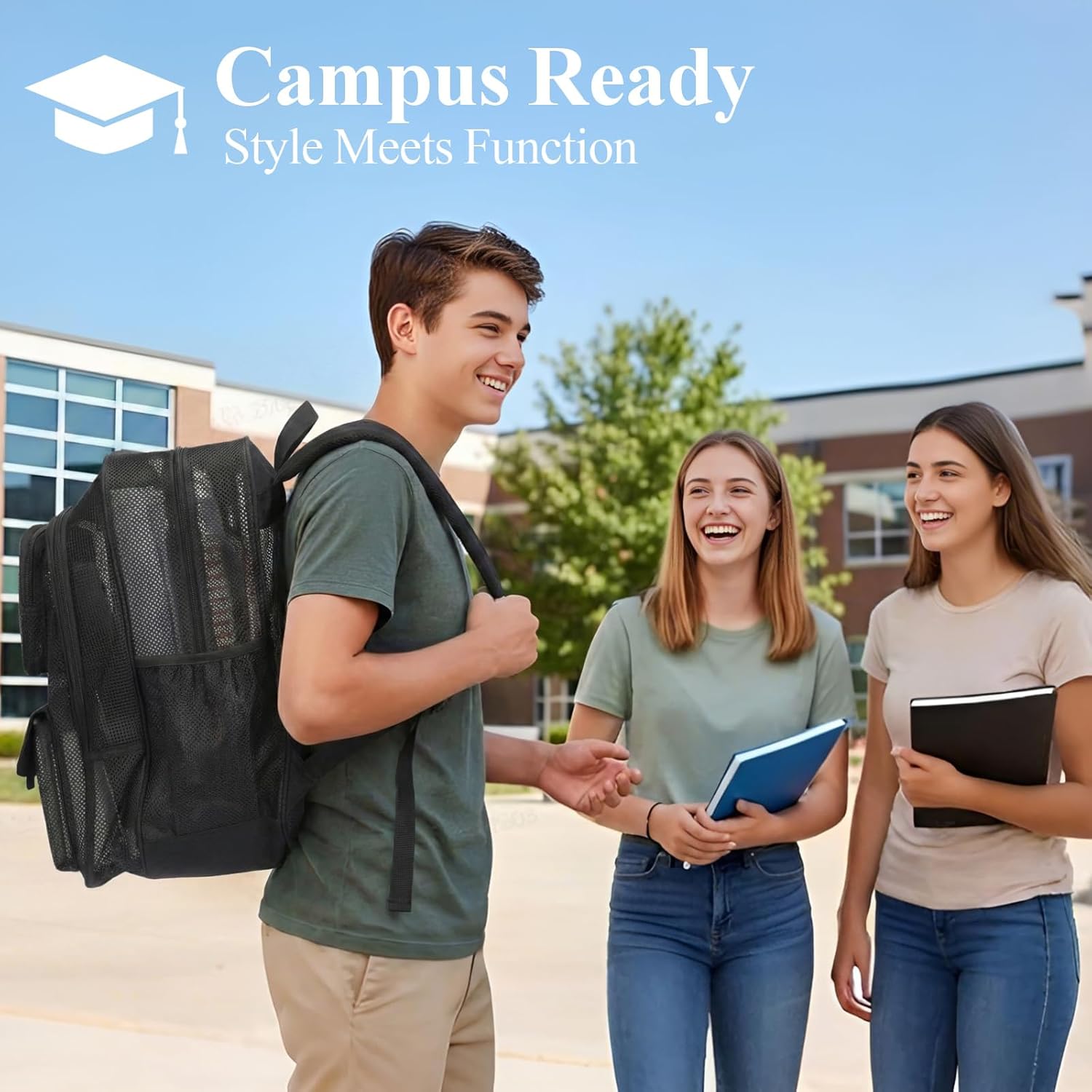 PACKISM Mesh Backpack for School - 18 Inch Extra Large Heavy Duty Mesh Bookbag for Boys Girls, See Through School Backpack with 3 Front Pockets for Students, Black (Age 12+) - Image 9