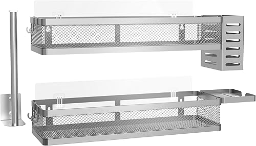 Miniatura 16 de PUSDON Cesta de metal para colgar en la pared, 2 paquetes, apta para múltiples escenas, barandilla negra grande Barandilla negra,bronce,Barandilla