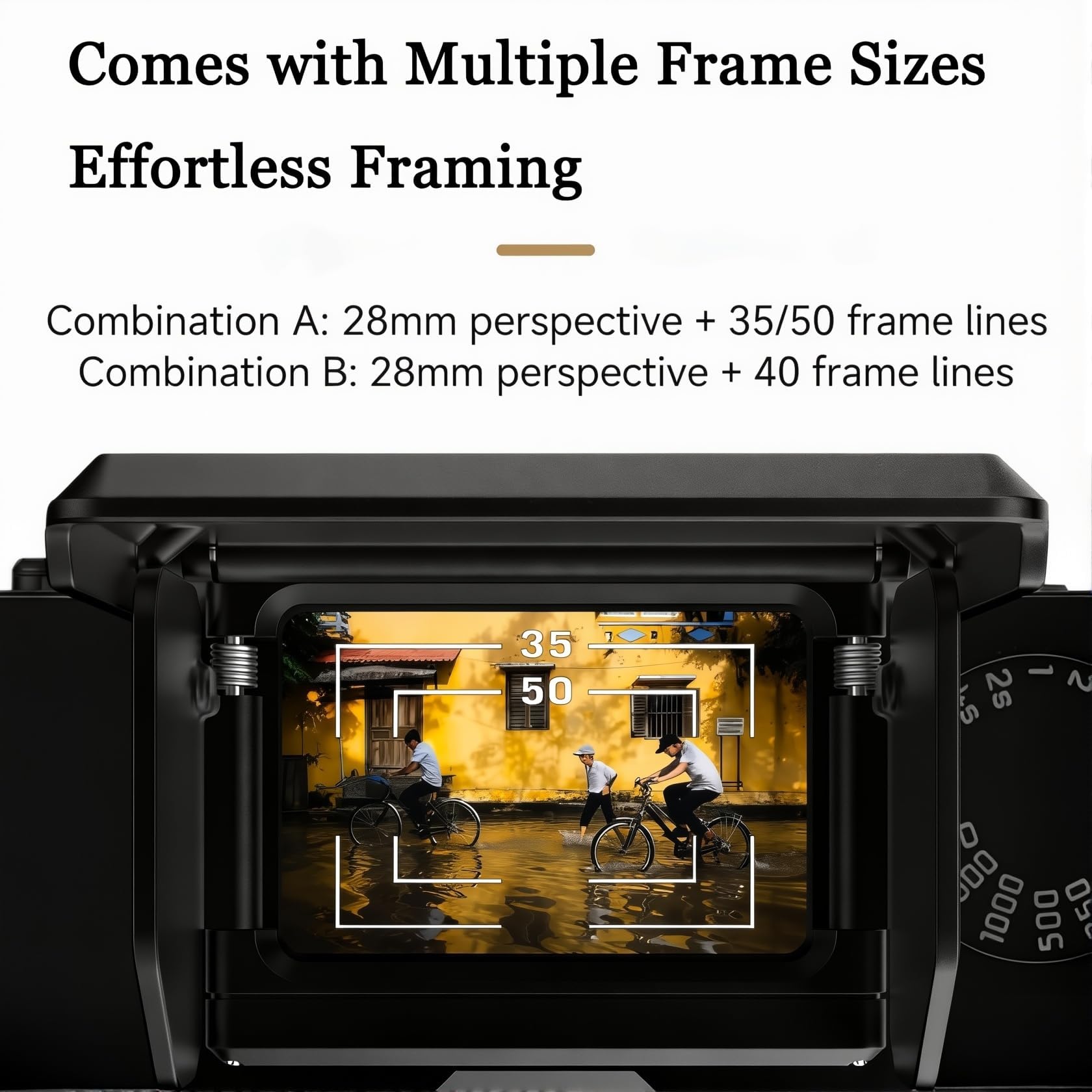 COYEUX Visor óptico A La Altura De La Cintura De 28 Mm, Visor Externo para Cámara con Líneas De Encuadre Integradas De 35 Mm Y 50 Mm, Montura De Zapata Caliente Y Fría Black
