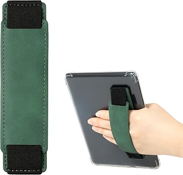 CoBak Universal Premium Soft Leather Strap for Kindle, Features a Strong Adhesive, Compatible with Kindle,Samsung A9,iPad mini,Ranging from 6" to 10", Emerald