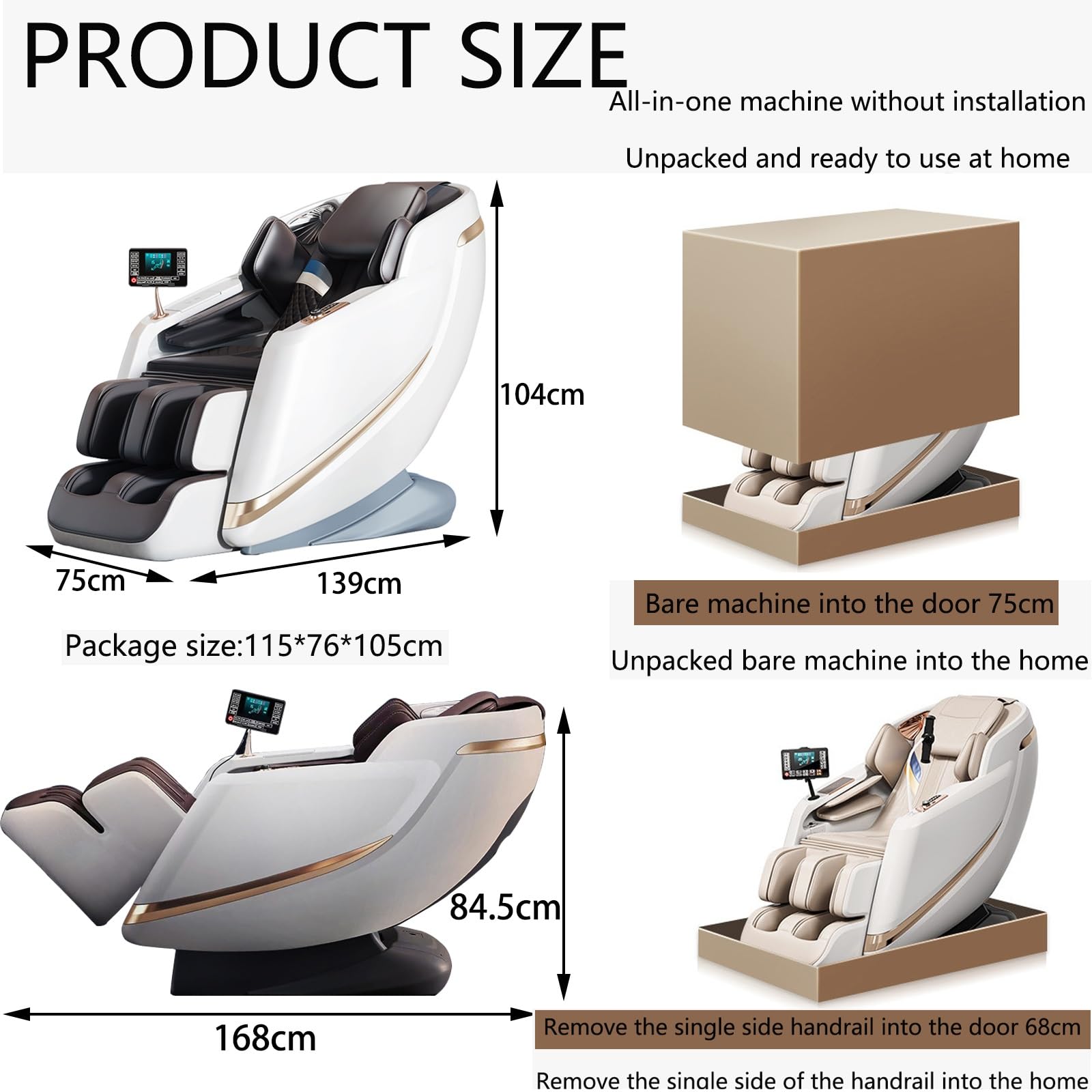 Sillón de Masaje 3D, Sillón de Masaje Inteligente para Dormir Airbag Pantalla Táctil Conexión Bluetooth Viajar Casa Oficina(Purple)
