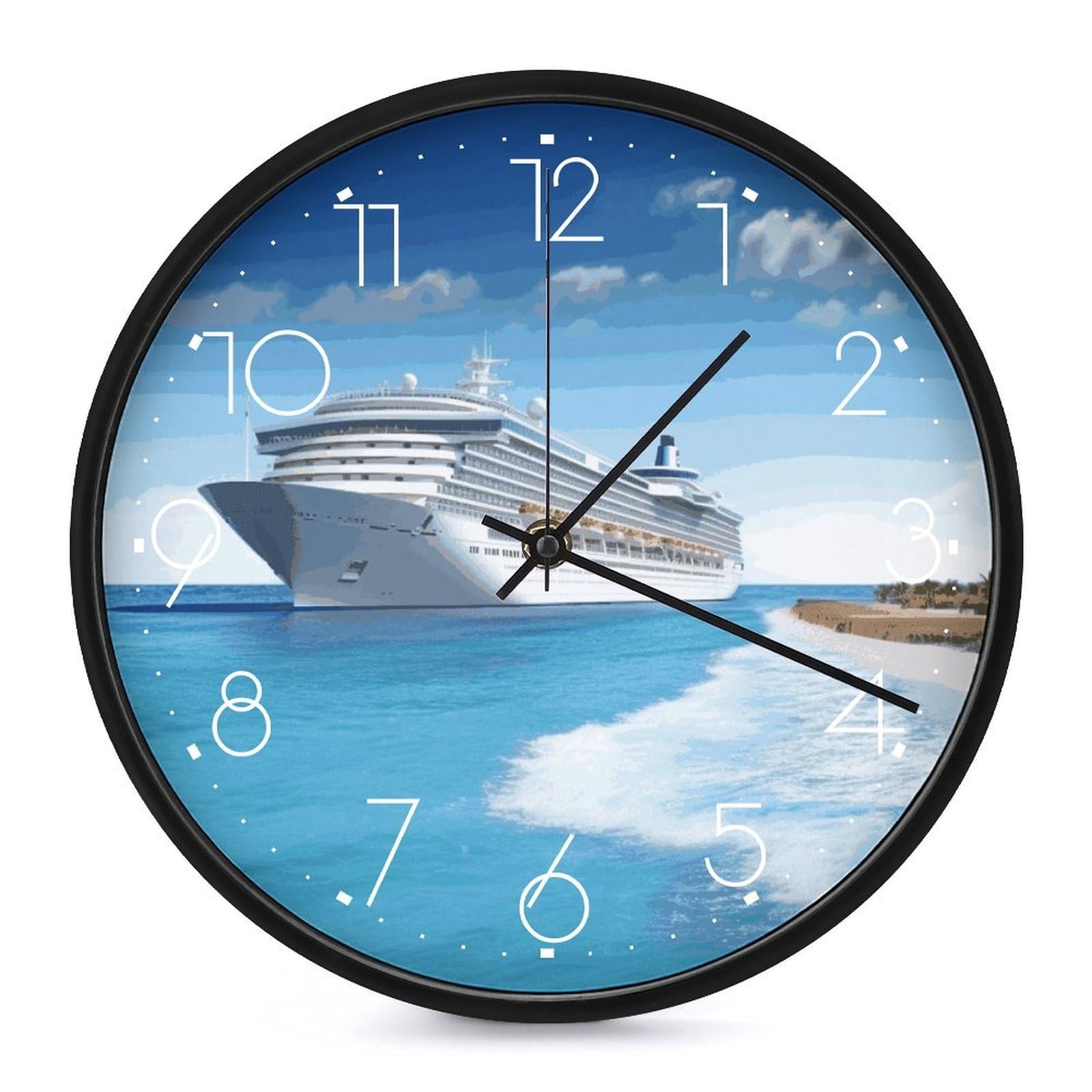 Adfgyerh White-Style Seaside Cruise Ship Clock，9.8 Inch Battery Operated Wall Clock Classic Simple, Decorative Wall Clock.analog Clock For Kitchen Office Bathroom Bedroom.