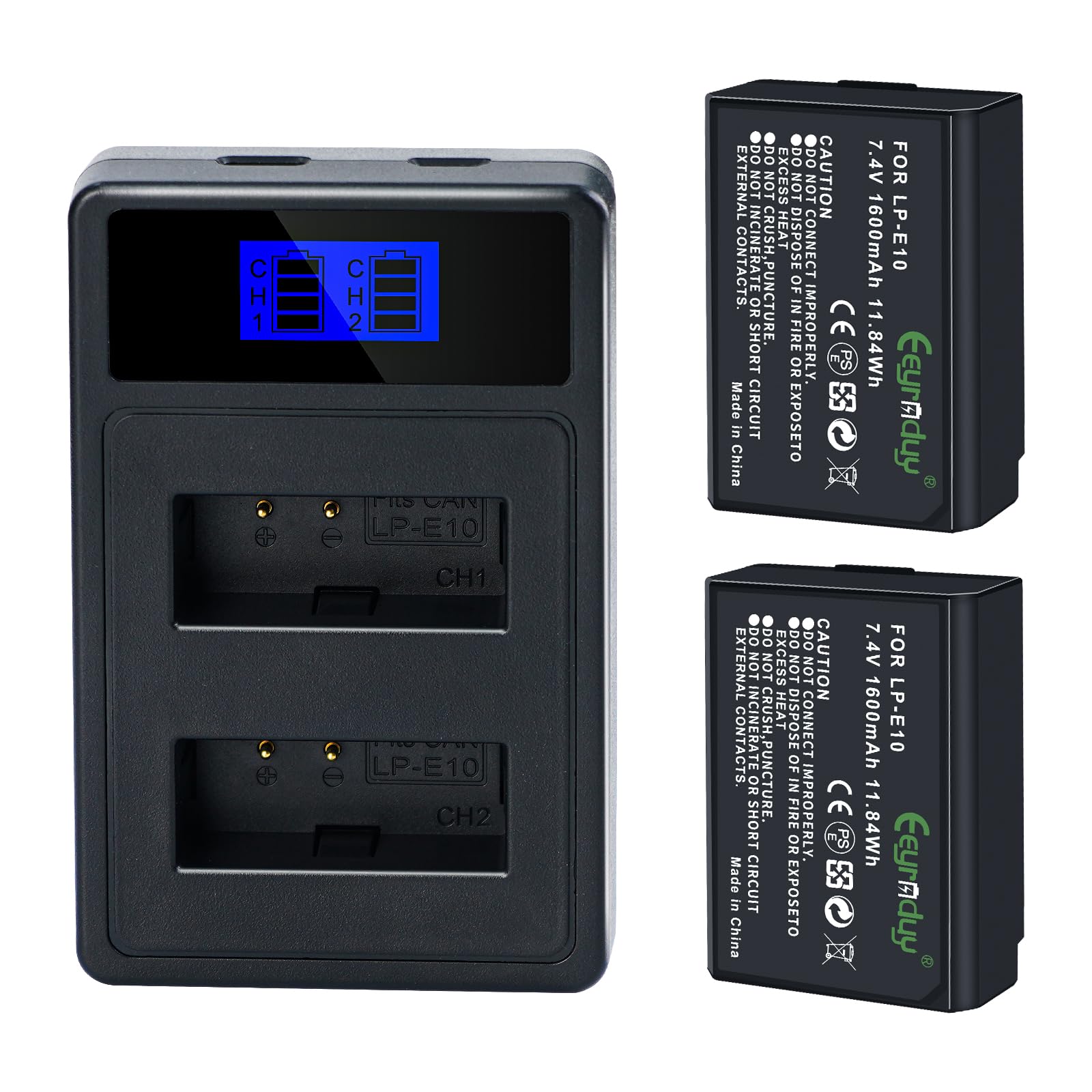 Canon Rebel T7 Accessories Llano 2-Pack LP-E10 Batteries Charger