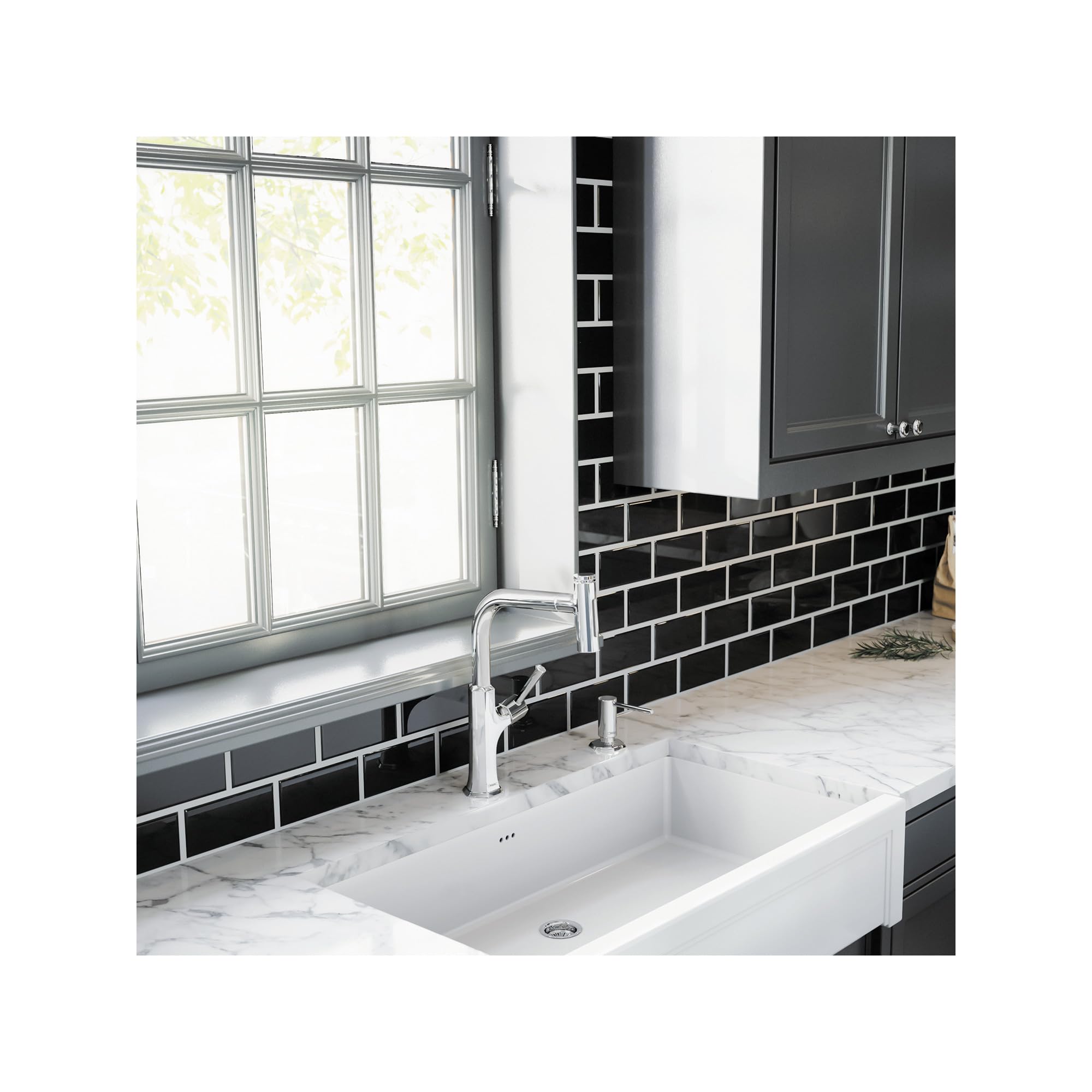 hansgrohe Dispensador de jabón de baño y cocina de 3 pulgadas en cromo, 04857000