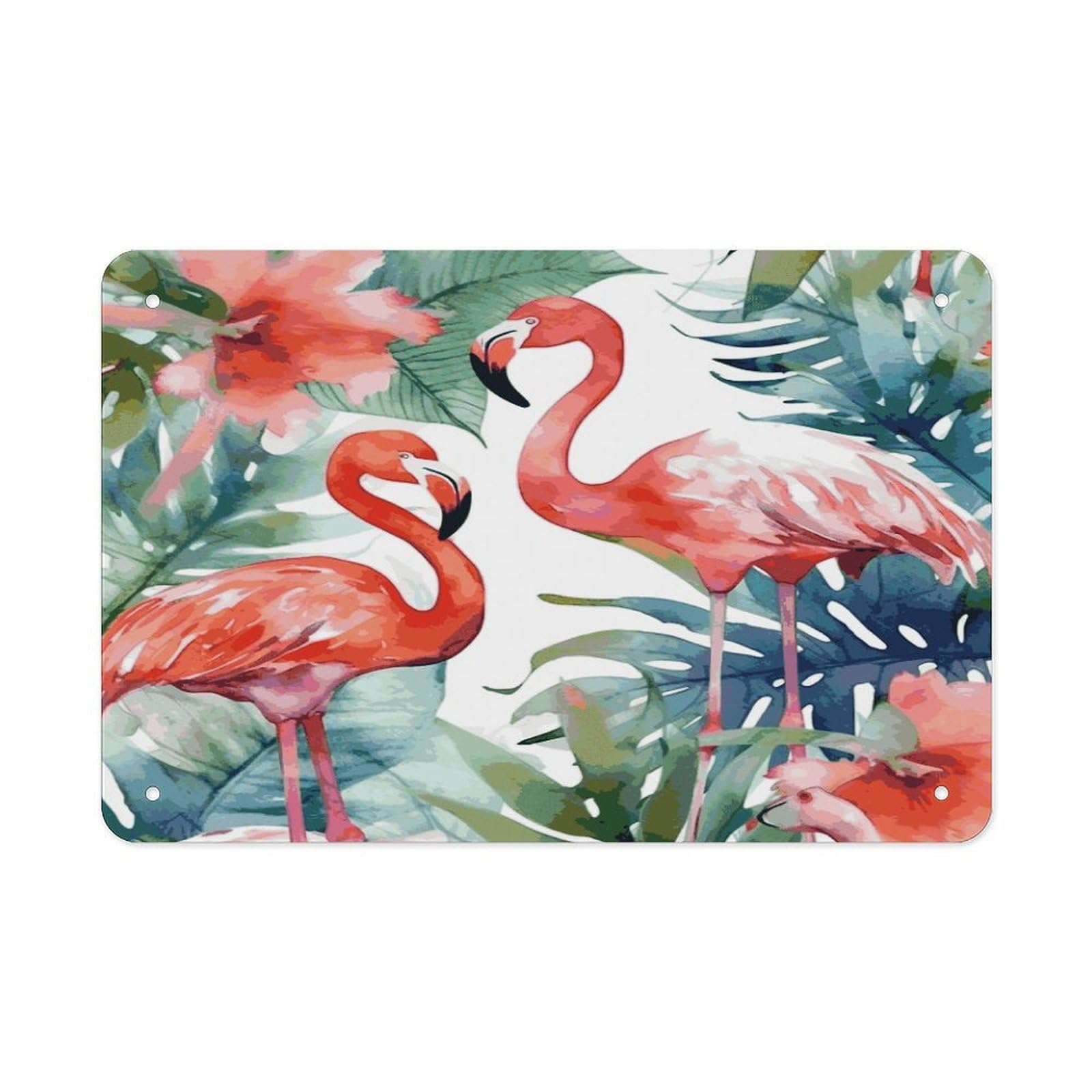Fekiloot Style Flamingos Watercolor Tropics Metal Signs Wall Art Tin Sign