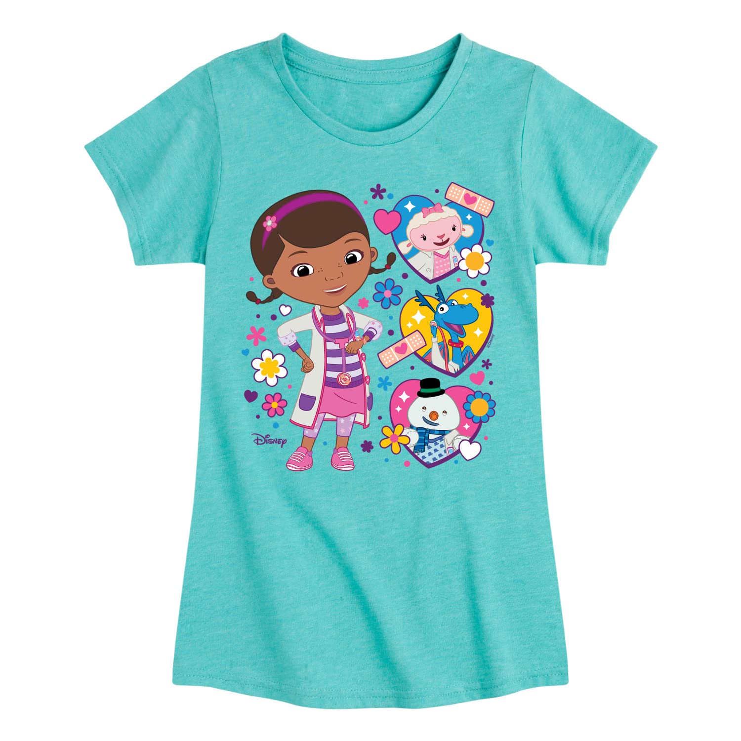Disney - Doc McStuffins - Doc with Friends Hearts - Toddler and Youth Girls Short Sleeve Graphic T-Shirt