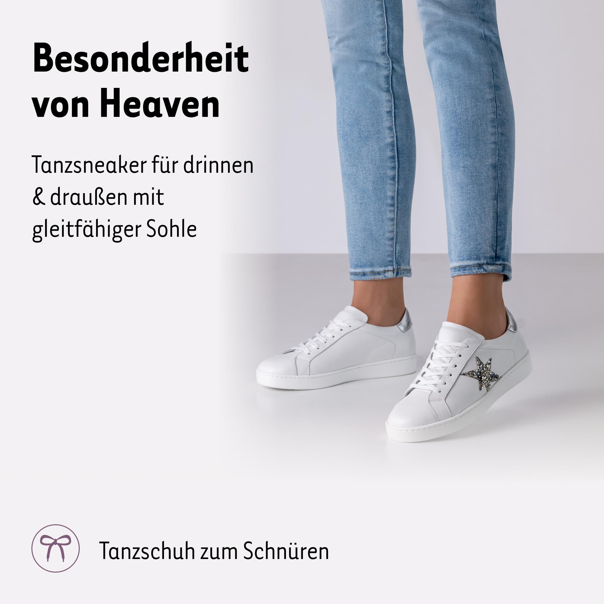 Werner Kern Tanzschuhe Damen Heaven | Tanzsneaker Weiß für Latein, Salsa & Bachata mit Drehpunkten | Gleitfähige, vernähte Sohle | Geschlossen, herausnehmbare Innensohle | Made in Italy | 32-43 EU