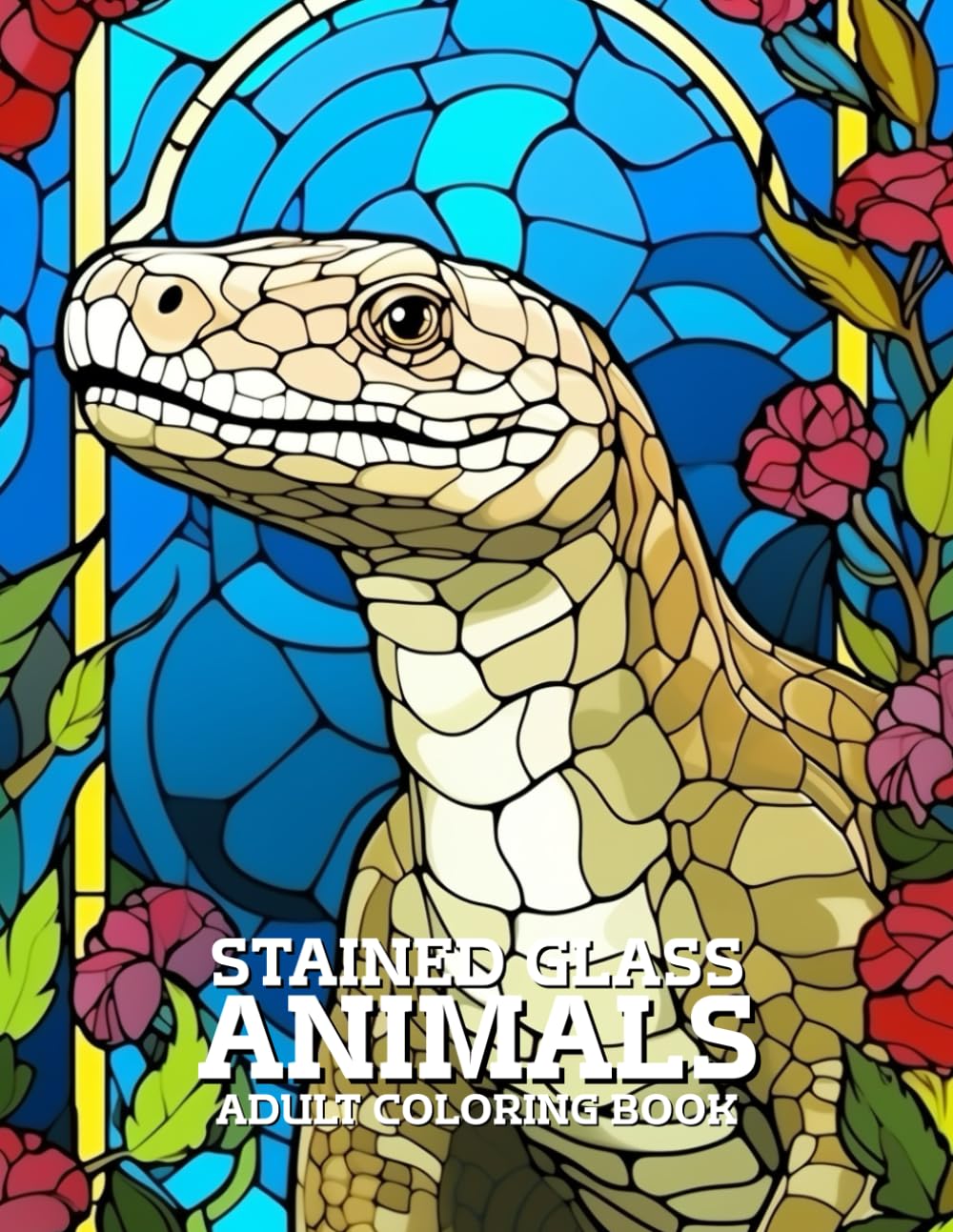 Stained Glass Animals Coloring Book: Beautiful Animal Designs in Stained Glass Style for Adults