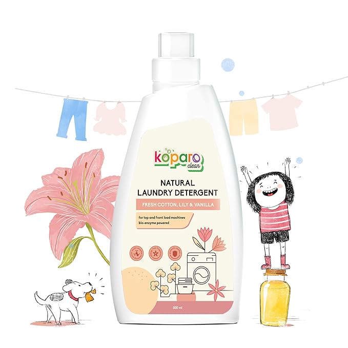 Koparo Natural Laundry Liquid Detergent | 500ml | Fresh Cotton, Lily & Vanilla | Top Load, Front Load Washing Machine & Hand Wash Friendly | Organic & Eco-Friendly | Tough on Stains, Safe for Kids at Rs. 140
