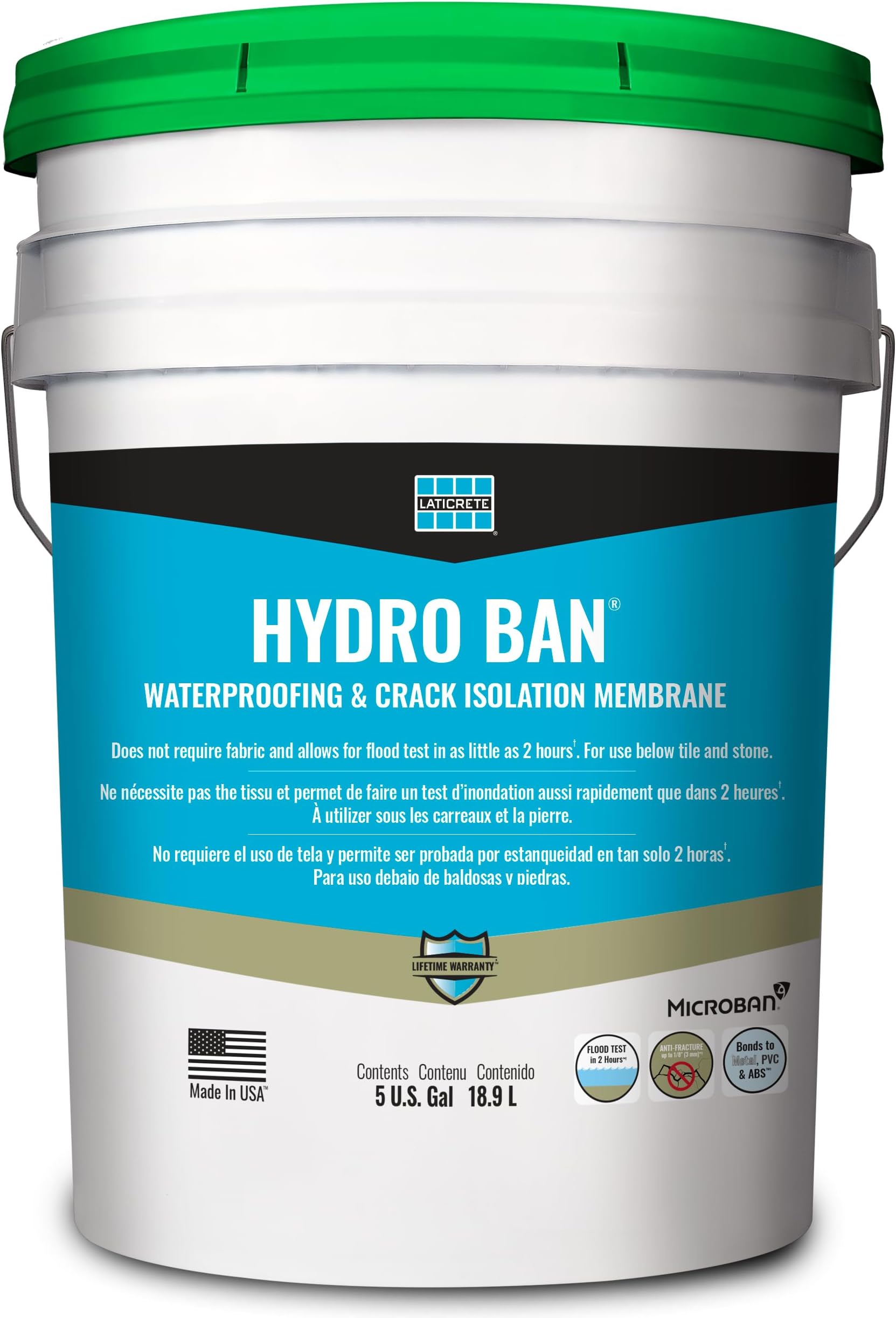 LATICRETE Hydro BAN® Easy Application Destructive Liquid Waterproof and Crack Separator, 5 Gallon Bucket
