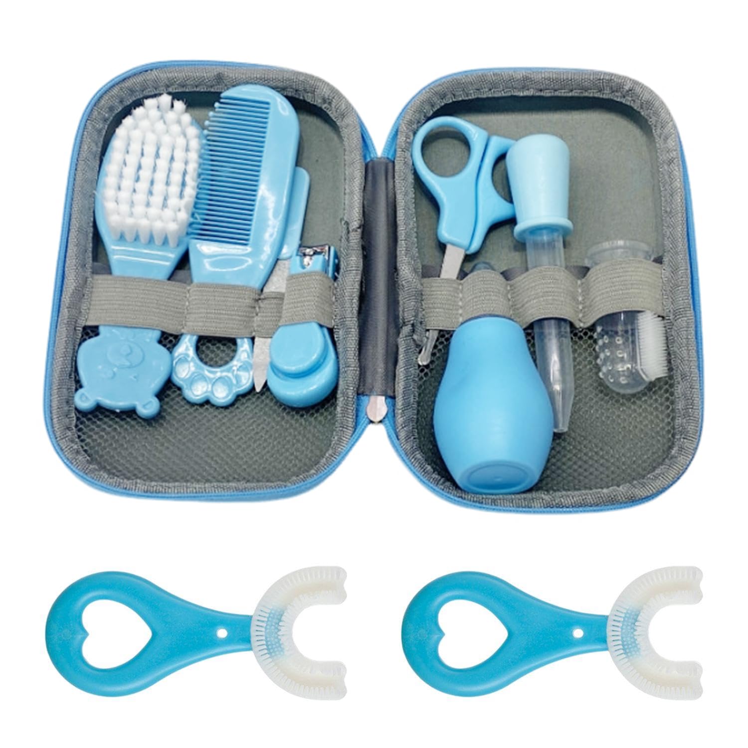 1 set da bagno per bambini, 2 spazzolini da denti per bambini, prodotti per bambini portatili da esterno, kit per la salute e la bellezza del bambino, accessori per neonati