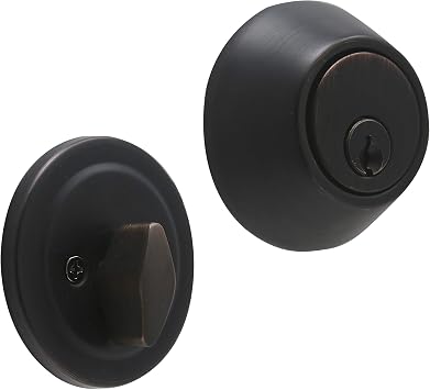 MiLocks Single Cylinder Deadbolt Lock - Keyed Deadbolt Locks for Exterior Doors - Front Door and Bedroom Round Dead Bolt with Adjustable Backset, Easy Installation, Keys Included, Oil Rubbed Bronze