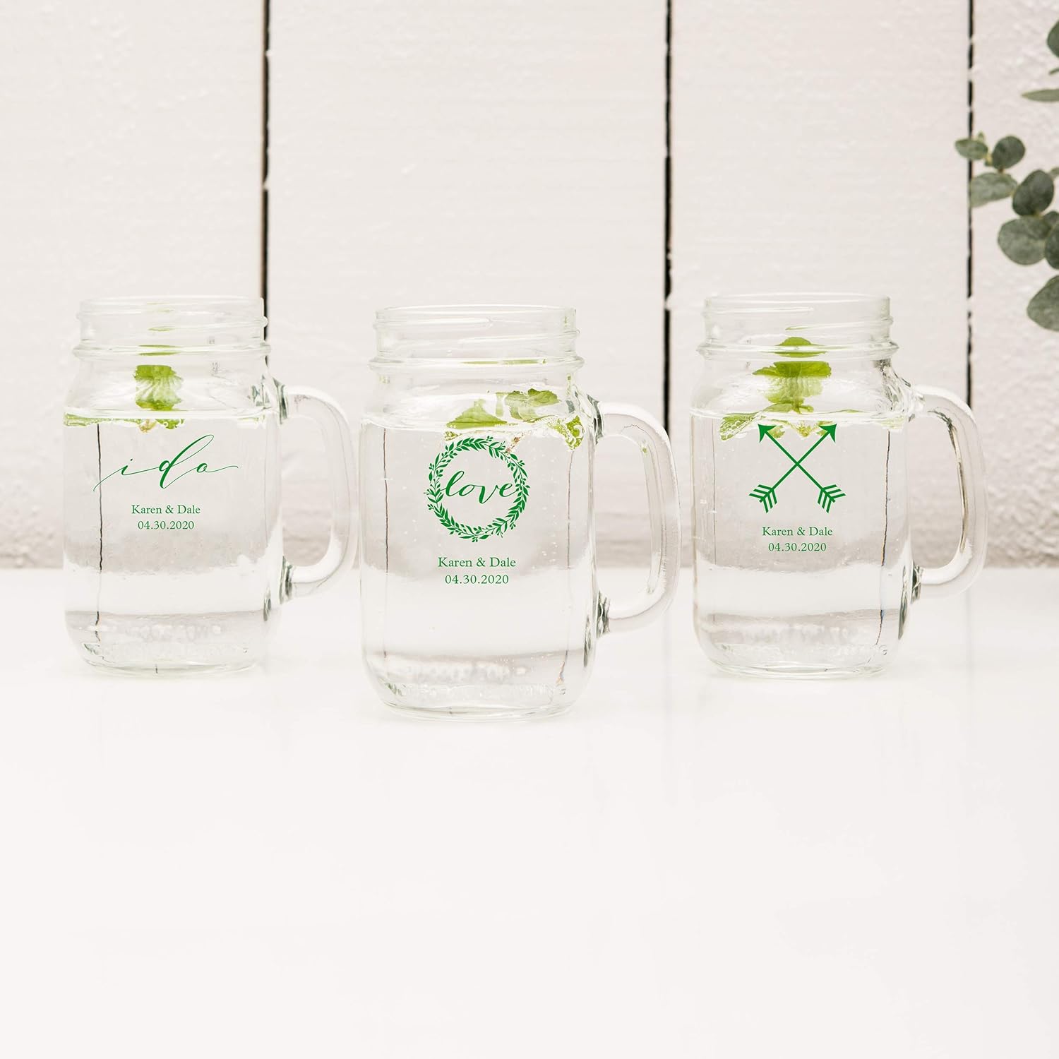 WEDDINGSTAR Personalized 16oz Mason Jar Drinking Glass Mug with Handle Customizable Full Color Print - 1 pack (sample) - Image 4