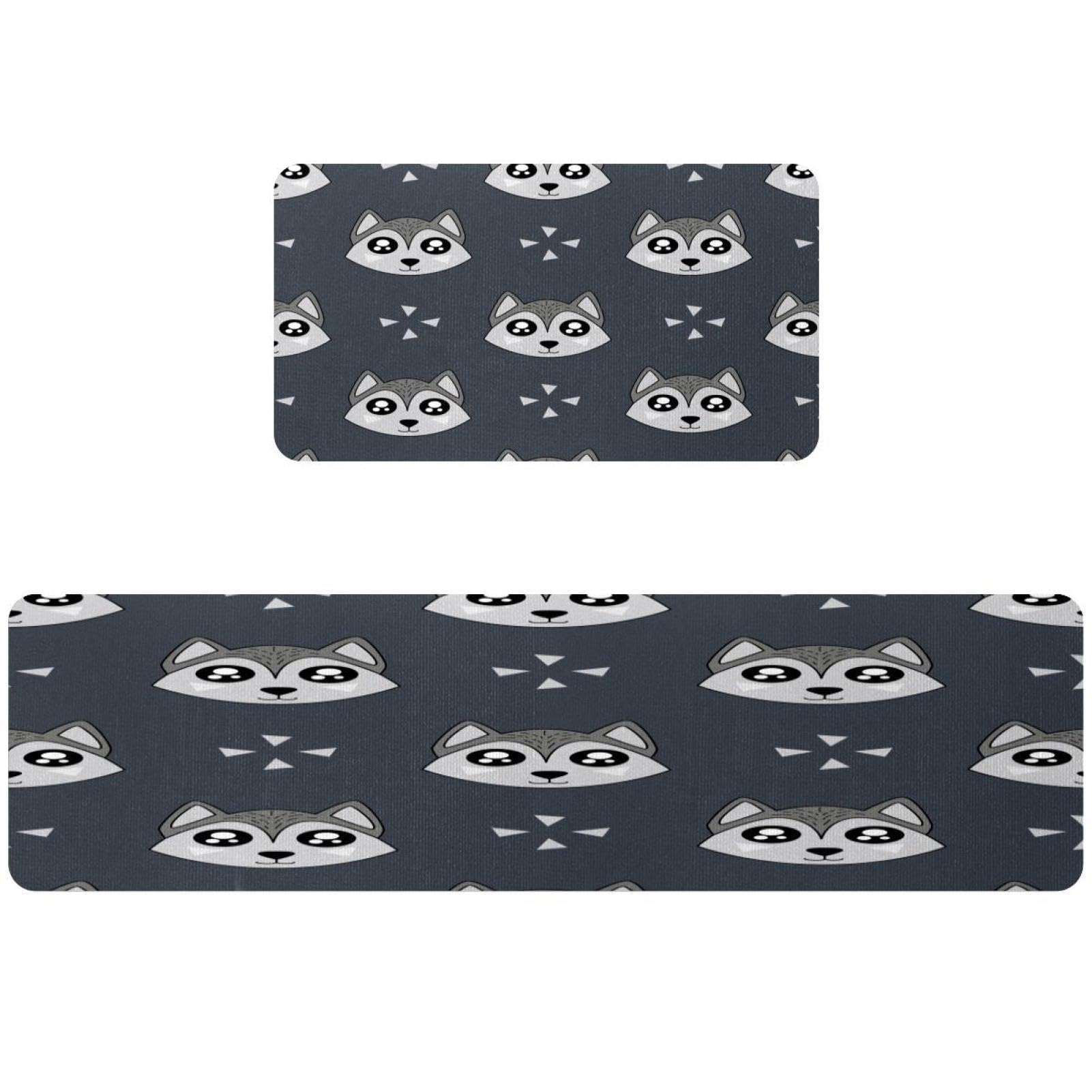 Tapis de cuisine motif loup lot de 2 absorbants avec dos antidérapant