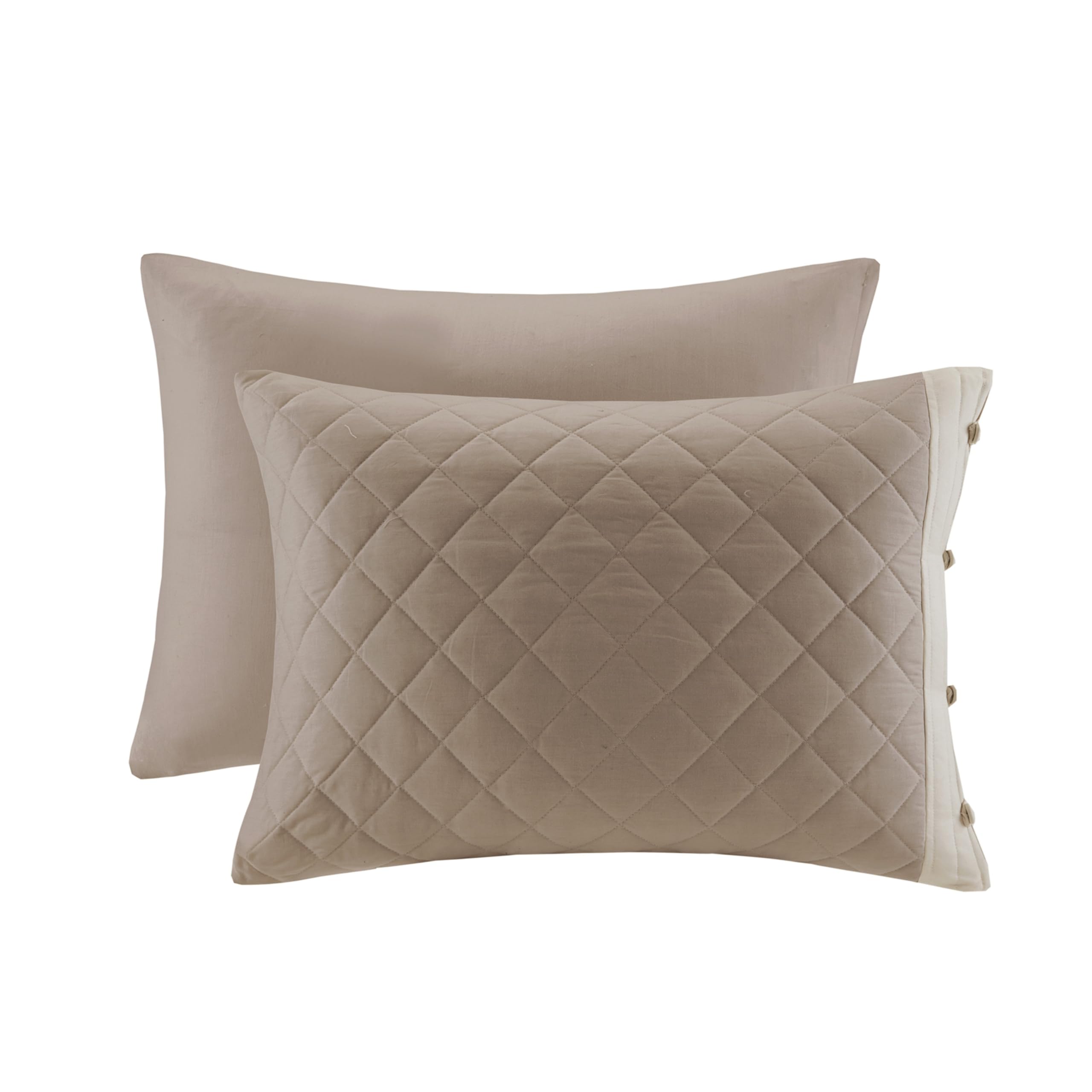 Madison Park Każdy sezon, lekki, zestaw pościeli, dopasowane pokrowce, bawełna, Breanna, diamentowy pikowany khaki, King (200 cm x 81 + 61 cm głęb.)