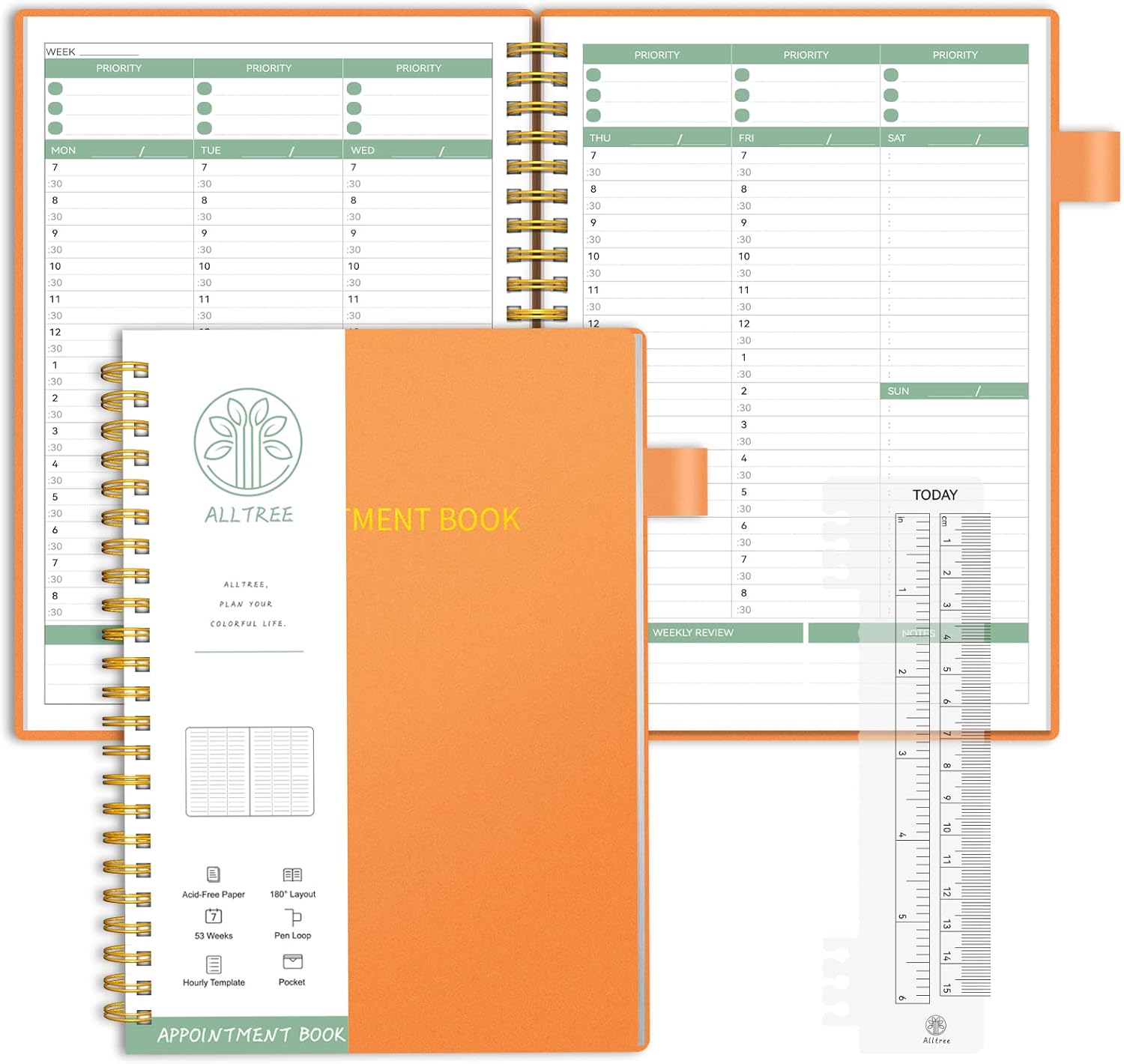 Appointment Planner Book Undated, Spiral Binding Notebook ，ALLTREE To