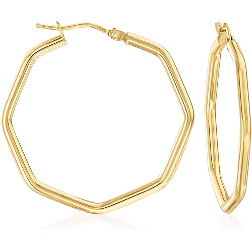 Ross-Simons Italian Geometric Hoop Earrings in 14kt Yellow Gold