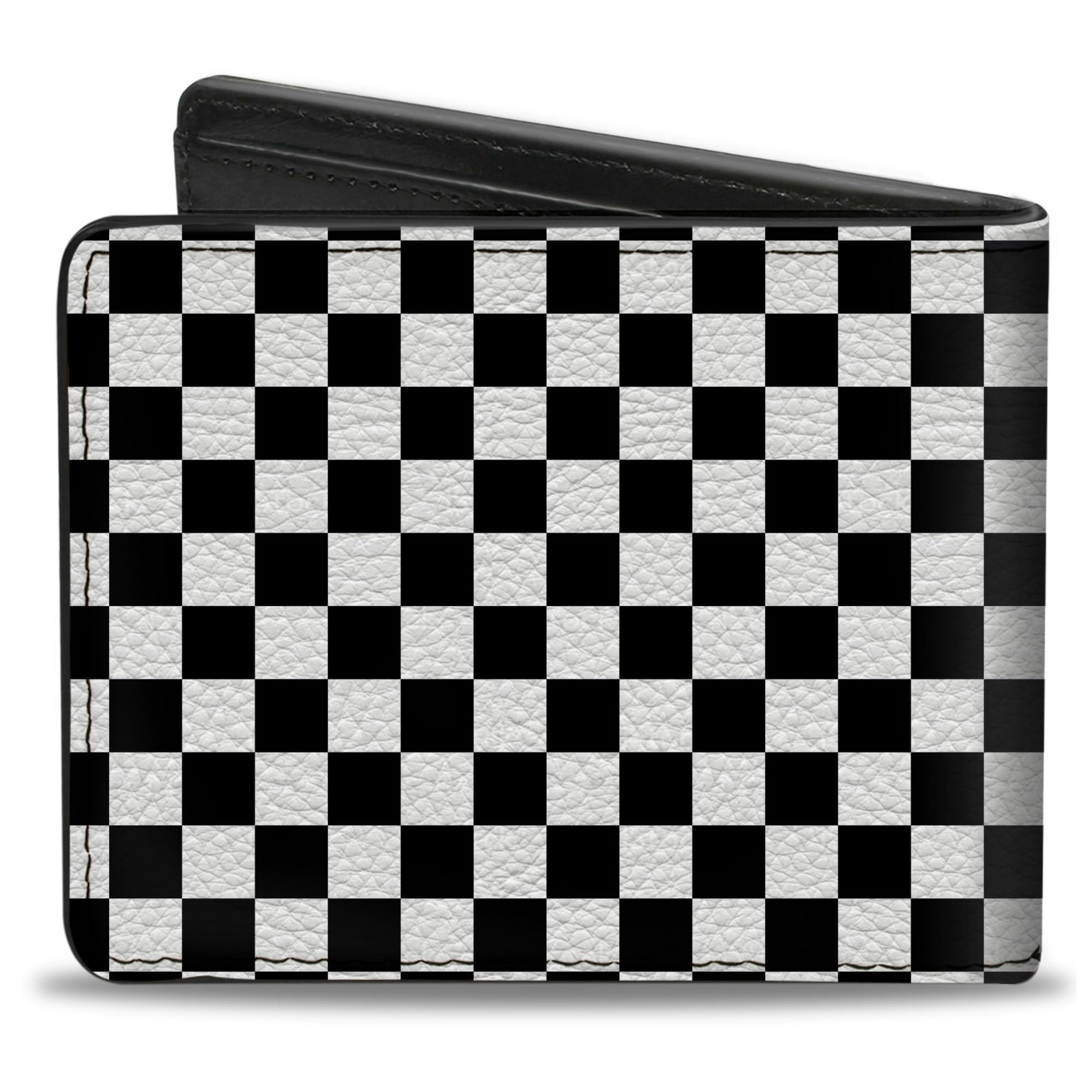 Buckle-Down Men's Standard PU Bifold Wallet-Checker Black/White, Multicolor, 4.0