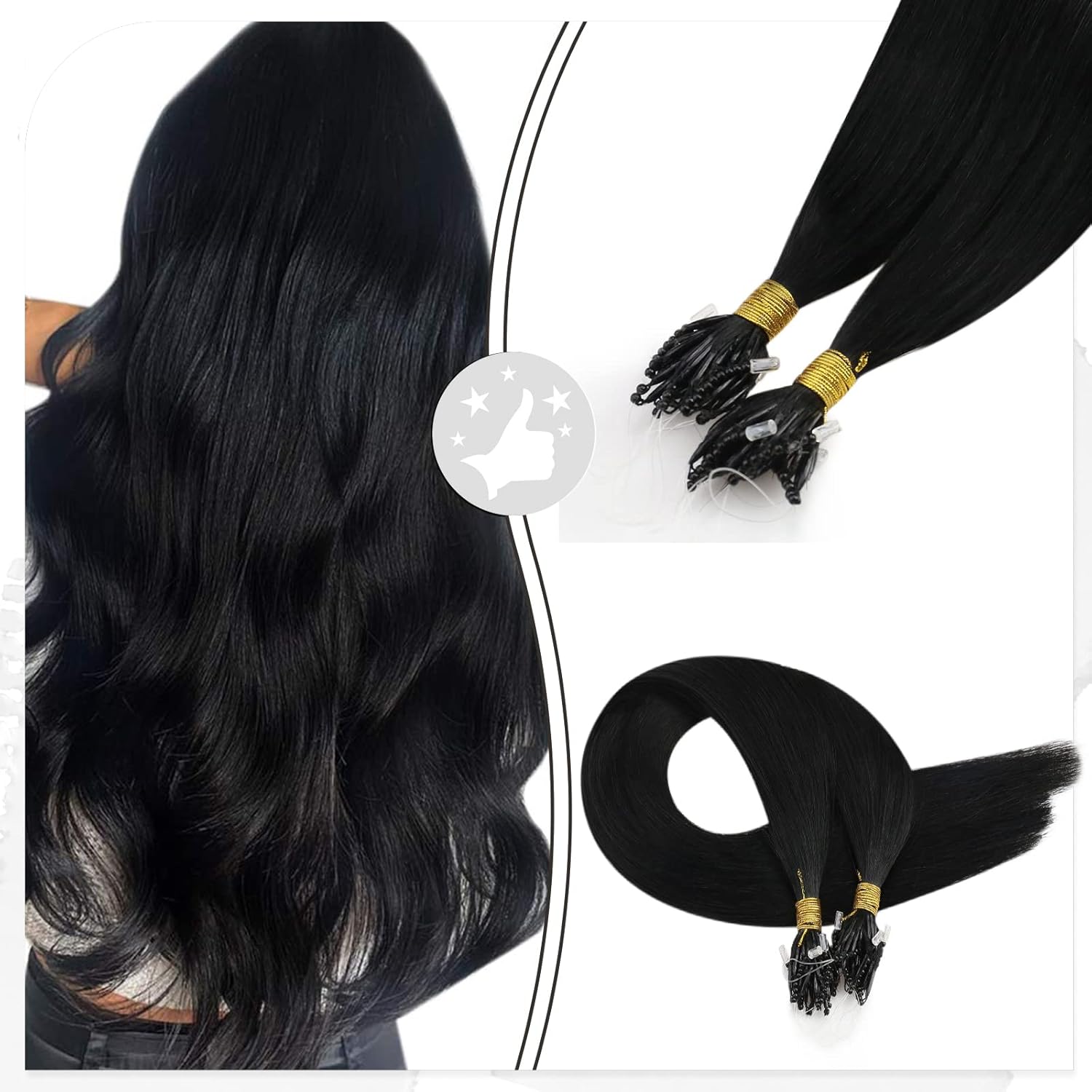Moresoo Micro Loop Hair Extensions Real Human Hair 8D