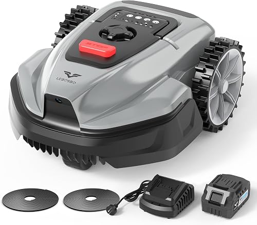 V3 AI Vision Robotic Lawn Mower, 1600 Sq.Ft, Black Silver