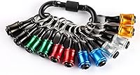 Katerk 12-Pack Portable Bit Holder Keychain - 1/4" Hex Shank Quick Release Drill Bit Clip with Carabiner for Impact Drivers