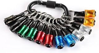Katerk 12-Pack Portable Bit Holder Keychain - 1/4" Hex Shank Quick Release Drill Bit Clip with Carabiner for Impact Drivers