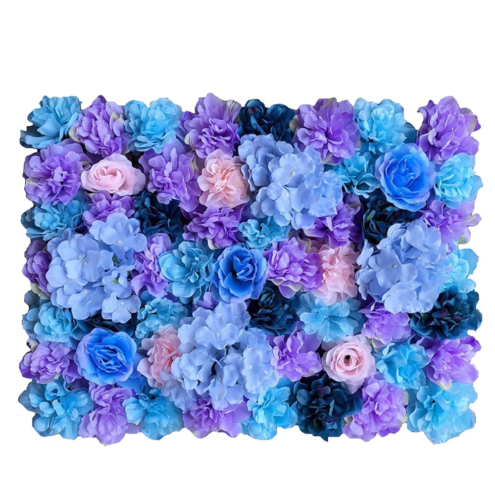 Parete di fiori artificiali per giardino, matrimonio, decorazione viola, 60 x 40 cm