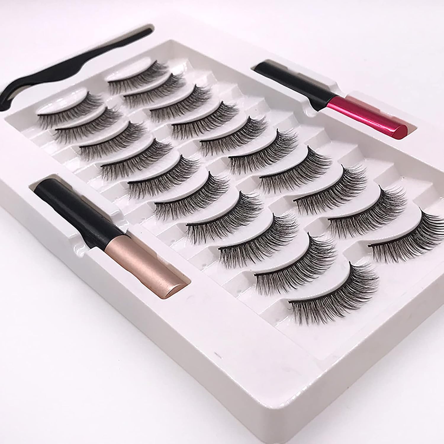Handmade Magnetic False Eyelash Set – Lightweight & Reusable, Includes Magnetic Liquid & Applicator, 10 Pairs for Natural Look