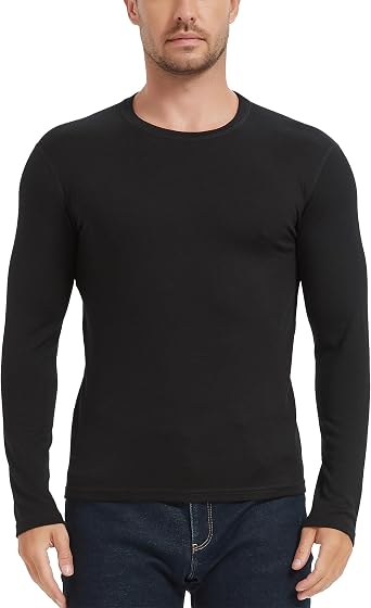 100% Merino Wool Base Layer Mens Midweight Long Sleeve Thermal Shirt