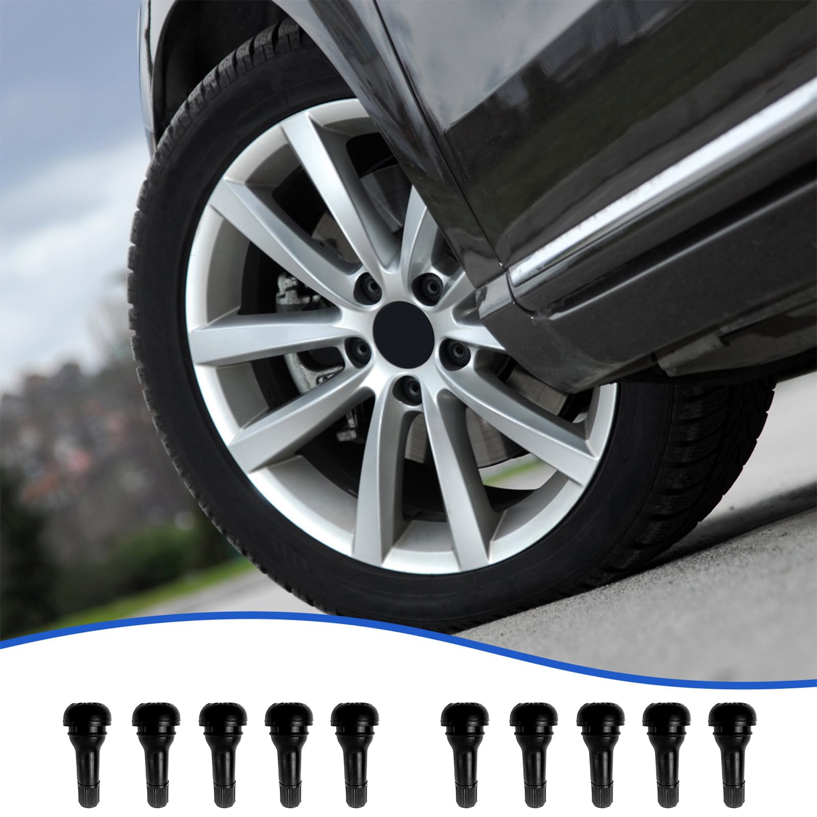 10 Tiges De Valve Pneu TR415 - Caoutchouc, Pour Jantes Tubeless