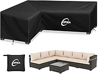 Vista 14 de Kipiea Funda para sofá modular en forma de V para patio, tela Oxford resistente 420D, funda modular para exteriores con 6 hebillas a prueba