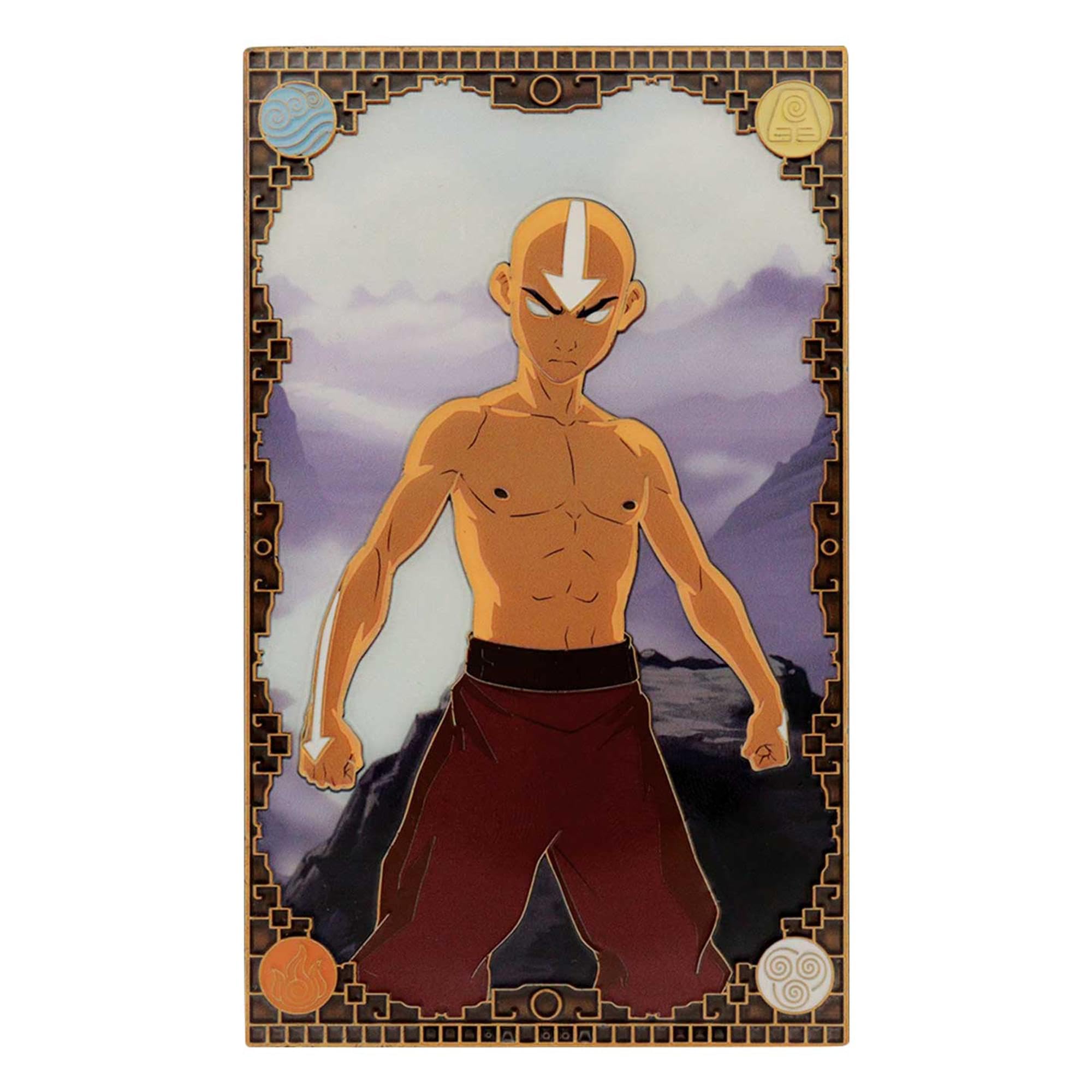 Limited Edition Aang Collectible Metal Ingot - Avatar The Last Airbender - Antique Gold Finish - Glow In The Dark Enamel - 2005 Worldwide