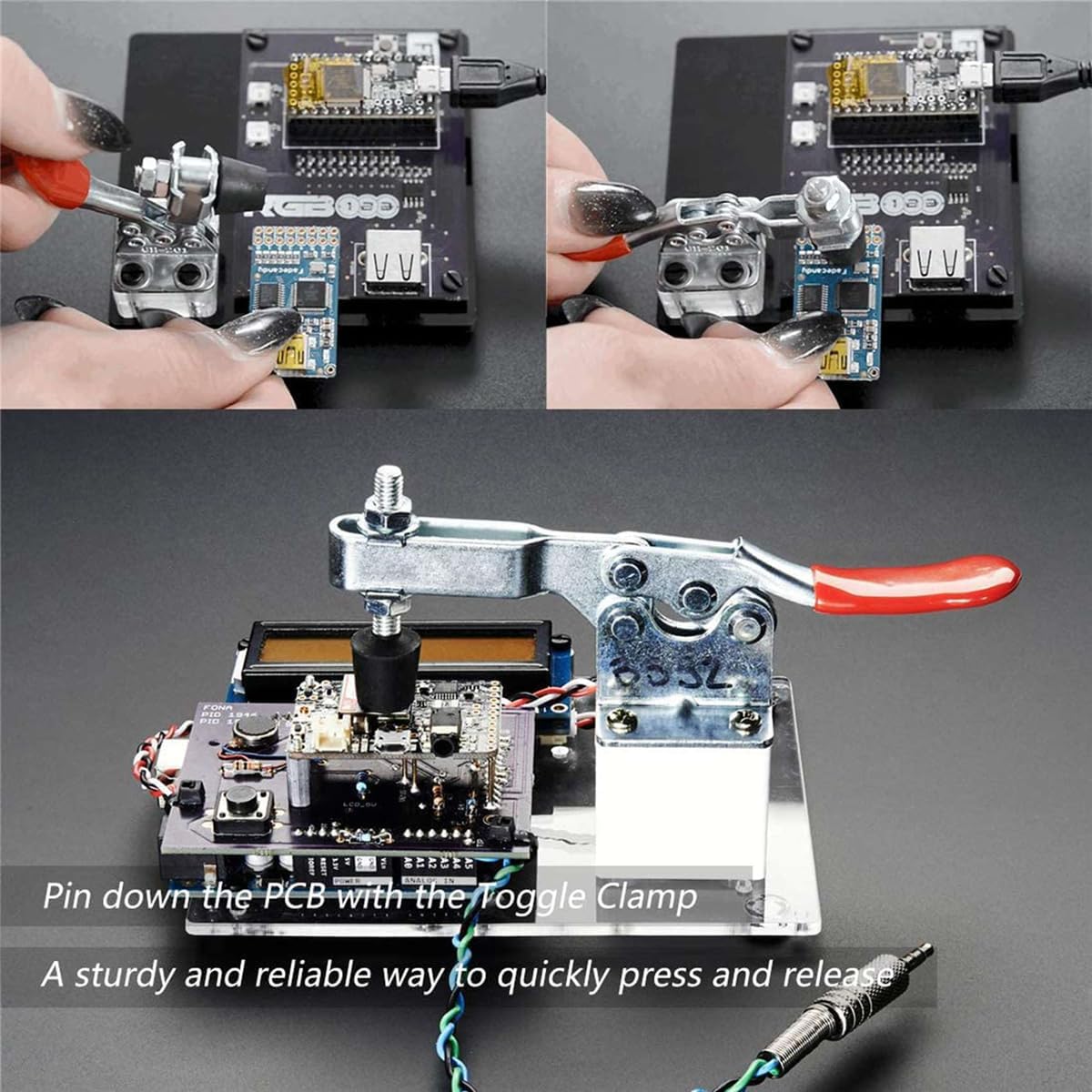 8Pcs Quick Release Toggle Clamp GH-201 Antislip Horizontal 59Lbs Holding Capacity for Machine Operation, Woodworking