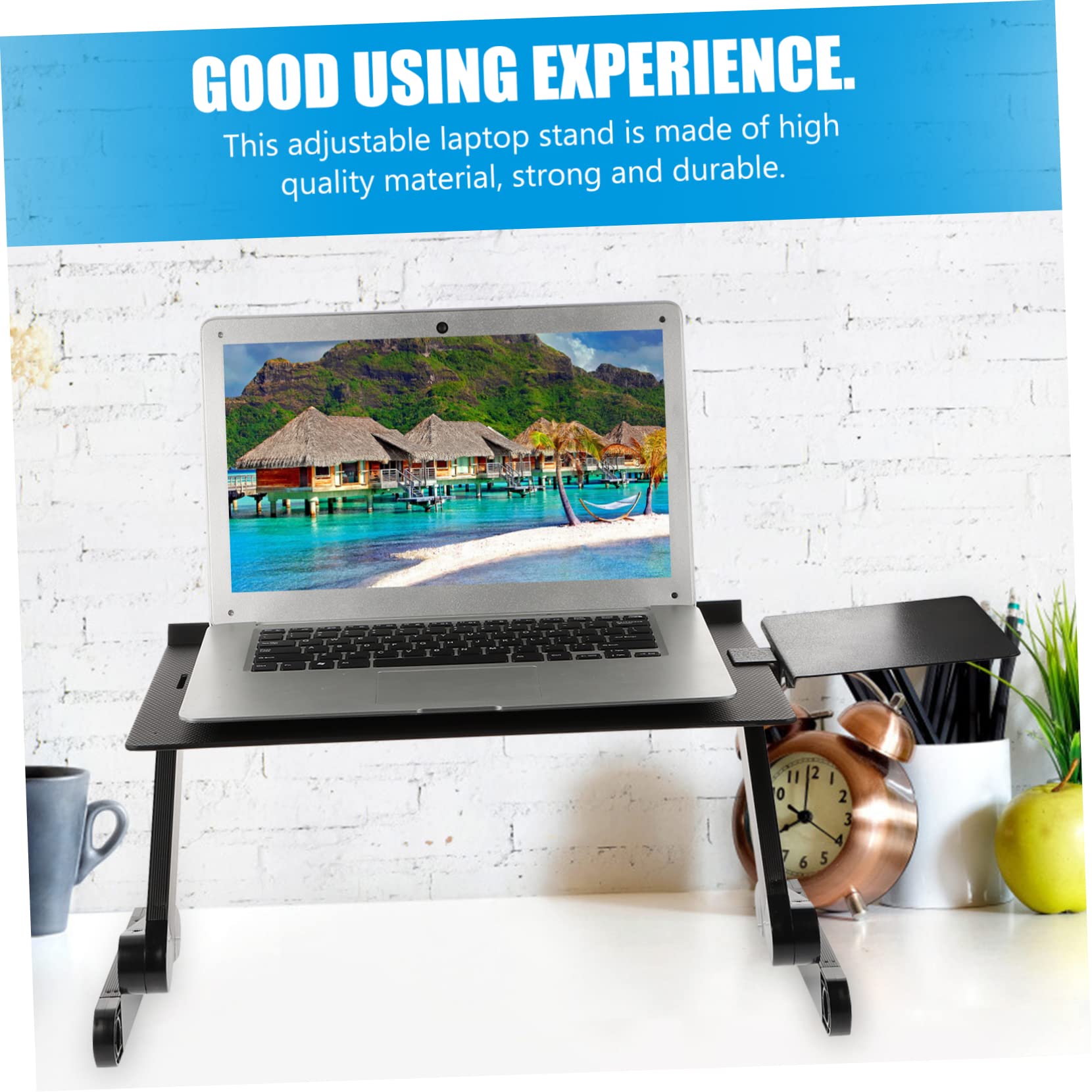 Artibetter Supporto per Laptop Regolabile in Lega di Alluminio Nero | Poggia Laptop Pieghevole Dissipazione del Calore, per Vacanze Estive, Viewing Photos e Watching Videos